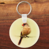 Vrouw Kardinaal zongvogel Sleutelhanger (Voorkant)