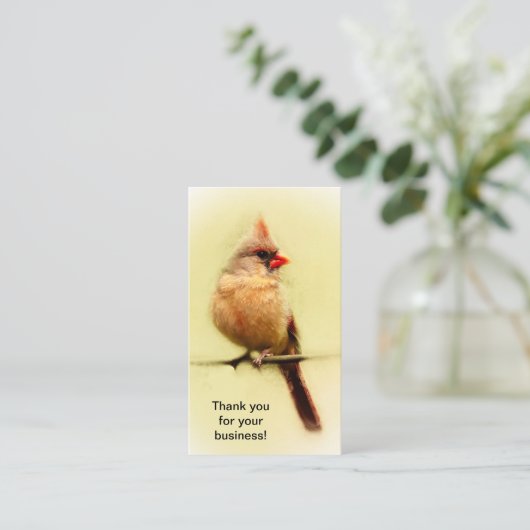 Vrouw Kardinaal zongvogel Visitekaartje (Staand voorkant)