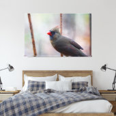 Vrouw kardinale vogel canvas afdruk (Insitu (Slaapkamer))