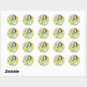 Vrouw, Kat, Dier Ronde Sticker (Vel)