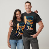 vrouw kat en wijn t-shirt (Unisex)