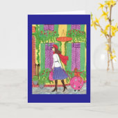 Vrouw, Kat, Koffer, Reis, het Wenskaart van Parijs Kaart (Gele Bloem)