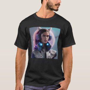 Vrouw Kat Oortjes Roze Maan Moonlight Fantasy Spac T-shirt