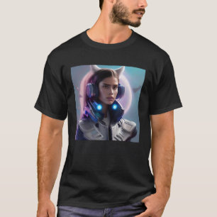 Vrouw Kattenoren Roze Maan Maneschijn Fantasie Rui T-shirt