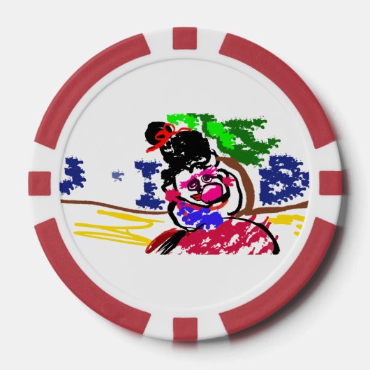 Vrouw kauwgom strand poker chips (Voorkant)