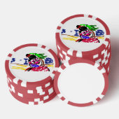 Vrouw kauwgom strand poker chips (Opstapeling)