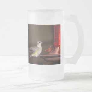 Vrouw keelvogel, gevriesdroogd glas matglas bierpul