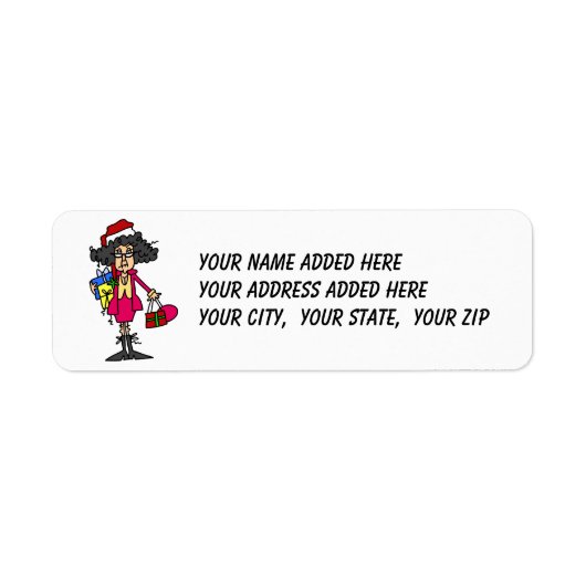 Vrouw kerstwinkellabels voor retouradressen etiket (Voorkant)