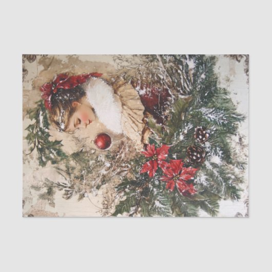  vrouw kerstwinter leeftijd decoupage tissuepapier (Voorkant)