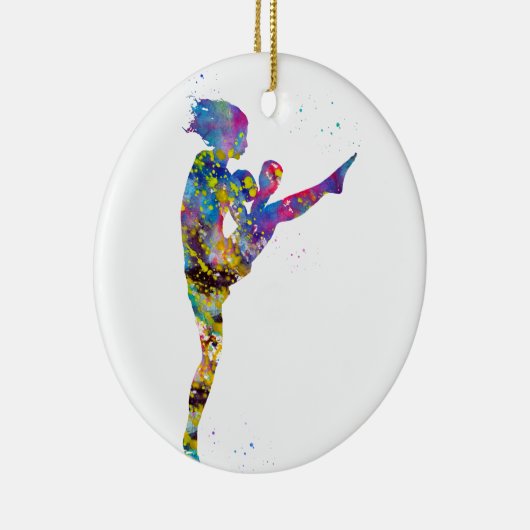 Vrouw kickbokser keramisch ornament (Rechts)