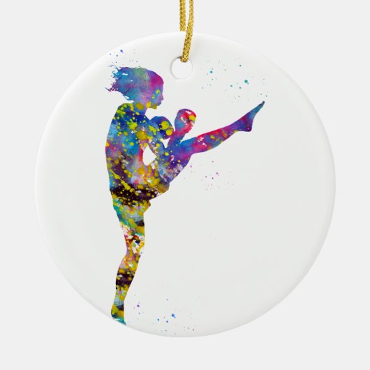 Vrouw kickbokser keramisch ornament (Voorkant)