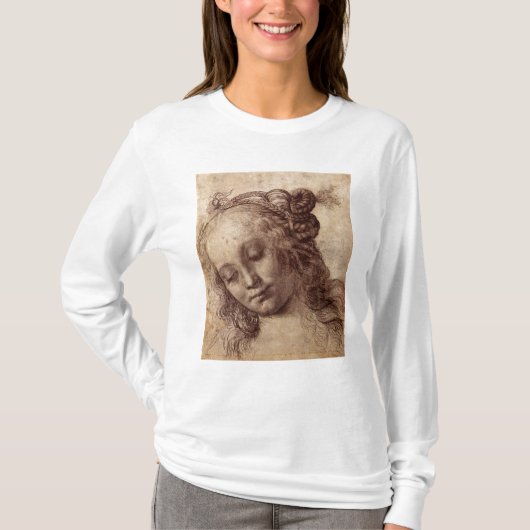 Vrouw kijkt naar beneden t-shirt (Voorkant)