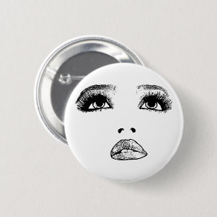 Vrouw kijkt naar Face Makeup Beauty Art Ronde Button 5,7 Cm