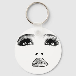 Vrouw kijkt naar Face Makeup Beauty Art Sleutelhanger