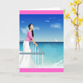 Vrouw kijkt naar het zee kaart (Gele Bloem)