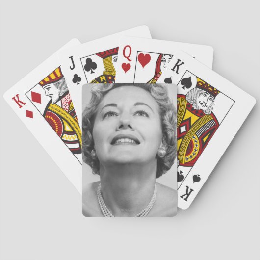 Vrouw kijkt omhoog speelkaarten (Achterkant)
