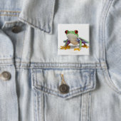 Vrouw kikker 2 vierkante button 5,1 cm (In situ)