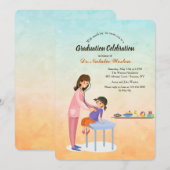 Vrouw Kinderarts Afstuderen Uitnodiging (Voorkant / Achterkant)