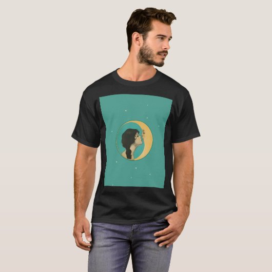 Vrouw Kissing Moon (Beste Oude Dixie Moon) Origine T-shirt (Voorkant volledig)