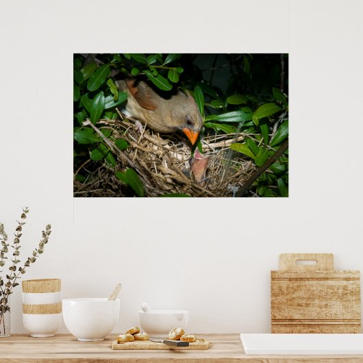 Vrouw Klassieke voedende baby's Poster (Keuken)