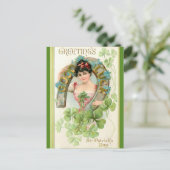 Vrouw Klaver en Hoefijzer St Patricks Day Briefkaart (Staand voorkant)