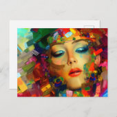Vrouw kleurig schilderen briefkaart (Voorkant / Achterkant)