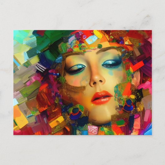 Vrouw kleurig schilderen briefkaart (Voorkant)
