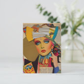 Vrouw Kleurrijke Gemengde Media Collage Briefkaart (Staand voorkant)