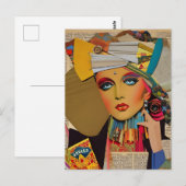 Vrouw Kleurrijke Gemengde Media Collage Briefkaart (Voorkant / Achterkant)