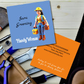 Vrouw klusjesman klusjesman diensten vierkante visitekaartje