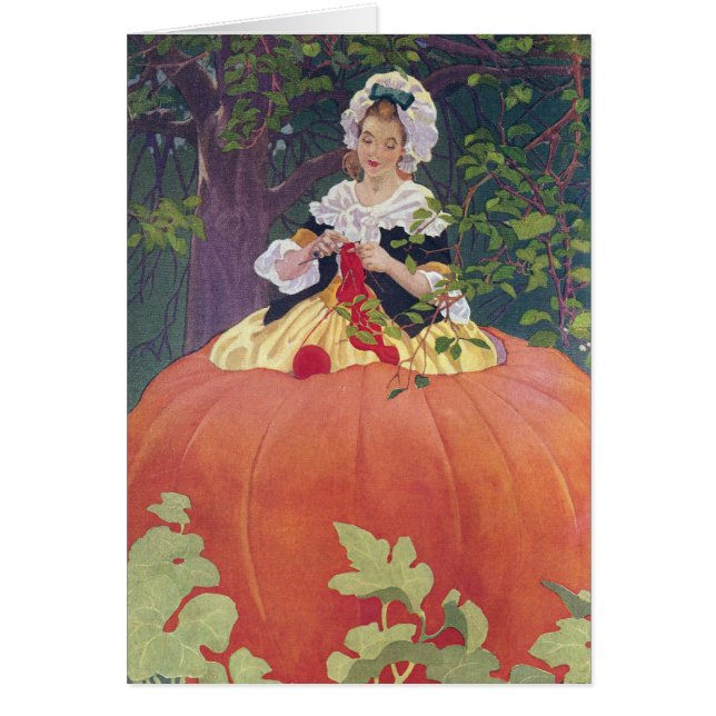 Vrouw Knitting in Pumpkin (Voorkant)