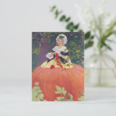 Vrouw Knitting in Pumpkin Briefkaart (Staand voorkant)