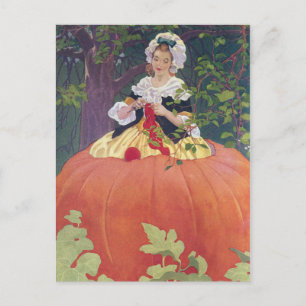 Vrouw Knitting in Pumpkin Briefkaart