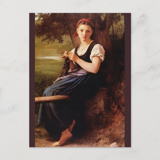 Vrouw Knitting van Bouguereau Briefkaart (Voorkant)
