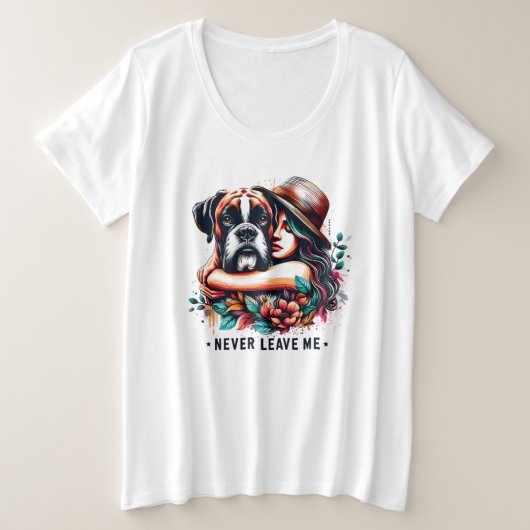 Vrouw knuffelen Bulldog in Pet Grote Maat T-shirt (Design voorkant)