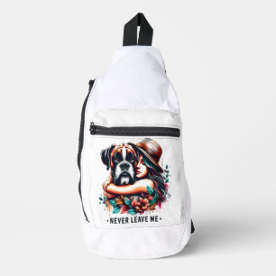 Vrouw knuffelen Bulldog in Pet Sling Bag
