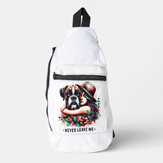 Vrouw knuffelen Bulldog in Pet Sling Bag (Voorkant)