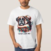 Vrouw knuffelen Bulldog in Pet T-shirt (Voorkant)