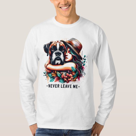 Vrouw knuffelen Bulldog in Pet T-shirt (Voorkant)