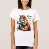 Vrouw knuffelhond t-shirt (Voorkant)