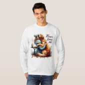 Vrouw knuffelhond t-shirt (Voorkant volledig)