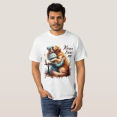 Vrouw knuffelhond t-shirt (Voorkant volledig)