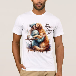 Vrouw knuffelhond t-shirt