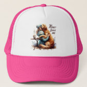 Vrouw knuffelhond trucker pet (Voorkant)