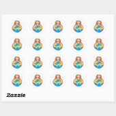 Vrouw knuffelt planeet Aarde Ronde Sticker (Vel)