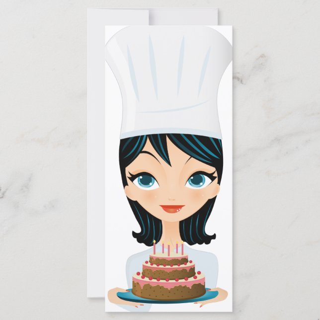 Vrouw kok Birthday cake (Voorkant)