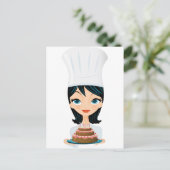 Vrouw kok Birthday cake Briefkaart (Staand voorkant)