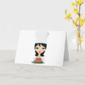 Vrouw kok Birthday cake Kaart (Gele Bloem)