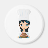 Vrouw kok Birthday cake Magneet (Voorkant)