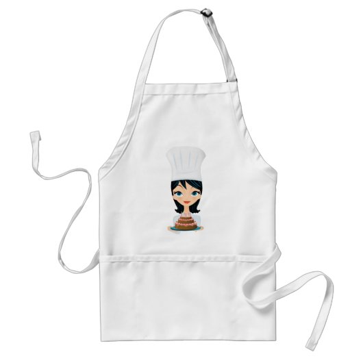Vrouw kok Birthday cake Standaard Schort (Voorkant)